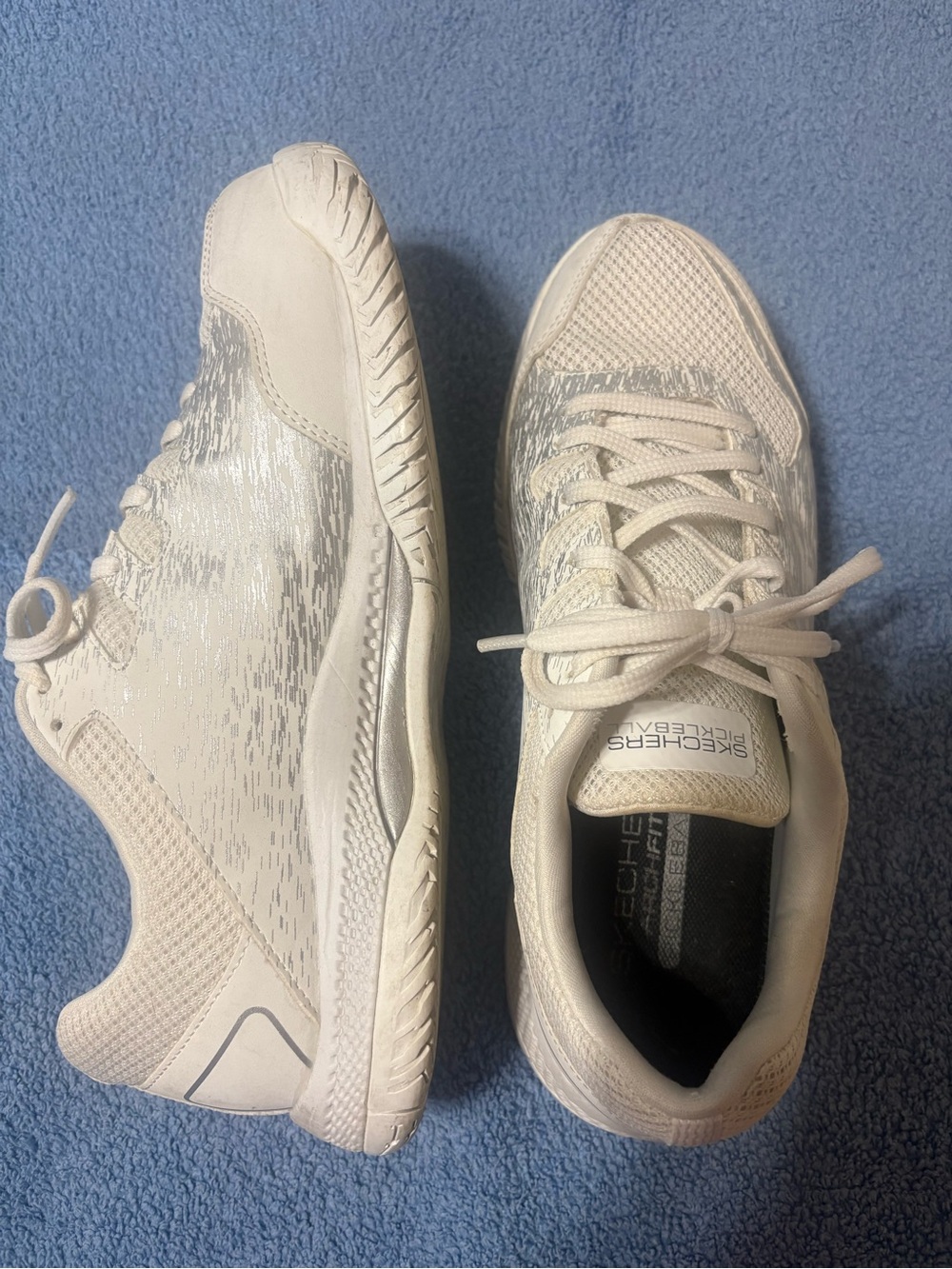 Skechers White and Silver Women's Pickleball Shoes